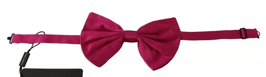 Pink 100% Silk Adjustable Neck Bow Tie Men