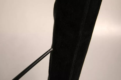 Dolce & Gabbana Black Suede Stiletto Knee High Boots Shoes