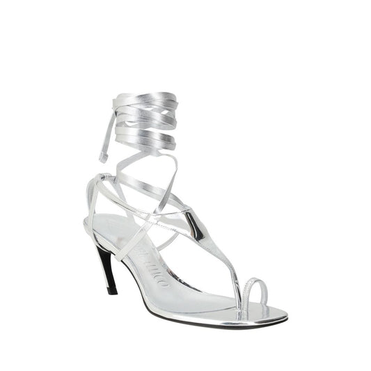 The Attico Silver Calf Leather Bos Taurus Flip-Flop Sandals