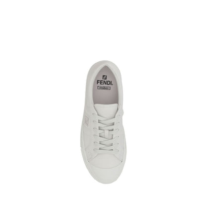 Fendi White Calf Leather Bos Taurus Athletic Sneakers