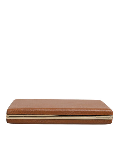 Dolce & Gabbana Brown Leather Clutch Evening Crossbody Bag