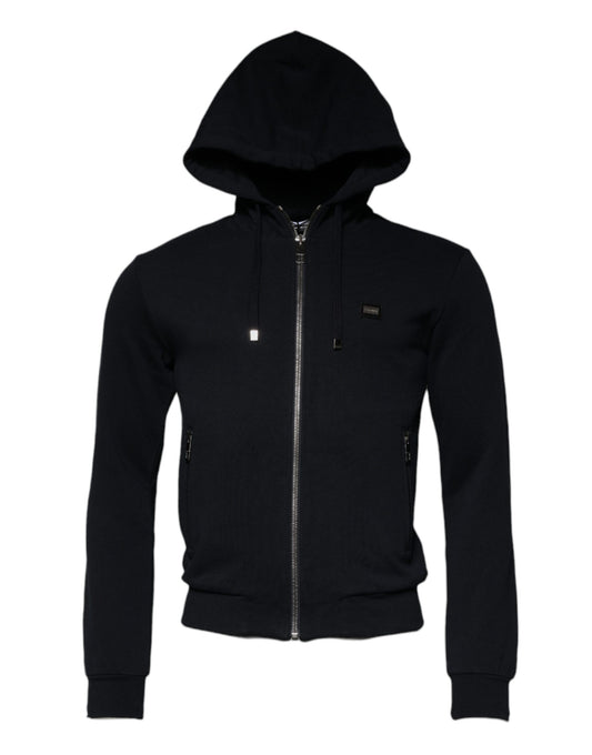 Dolce & Gabbana Blue Logo Full Zip Hooded Sweatshirt Sweater