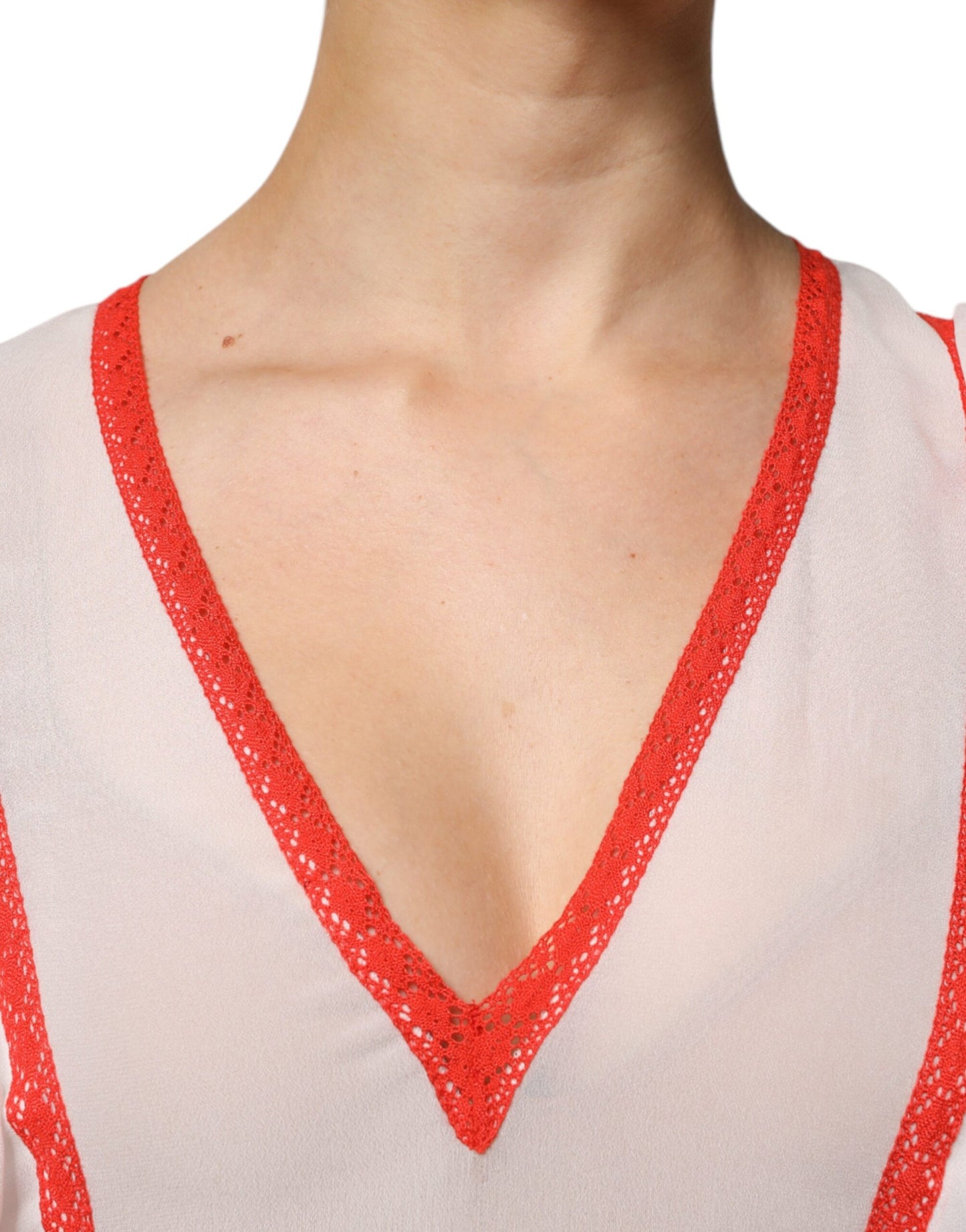 Twinset White Viscose Ruffle Sleeves A-line Pleated Mini Dress