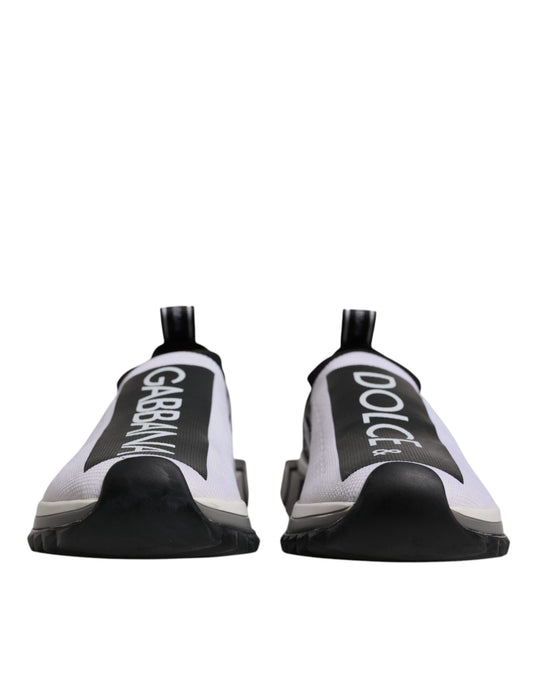 Dolce & Gabbana White Black Slip On Sorrento Sneakers Shoes