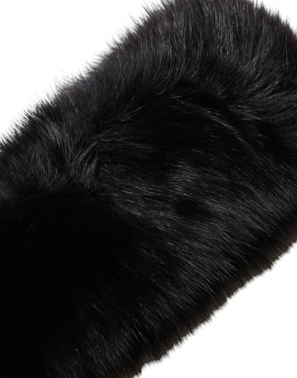 Dolce & Gabbana Black Fur Shoulder Collar Wrap Shawl Scarf