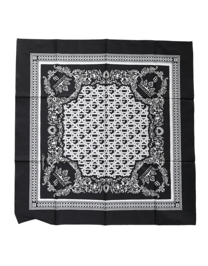 Dolce & Gabbana Black Logo Monogram Cotton Handkerchief Scarf