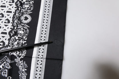 Dolce & Gabbana Black Logo Monogram Cotton Handkerchief Scarf