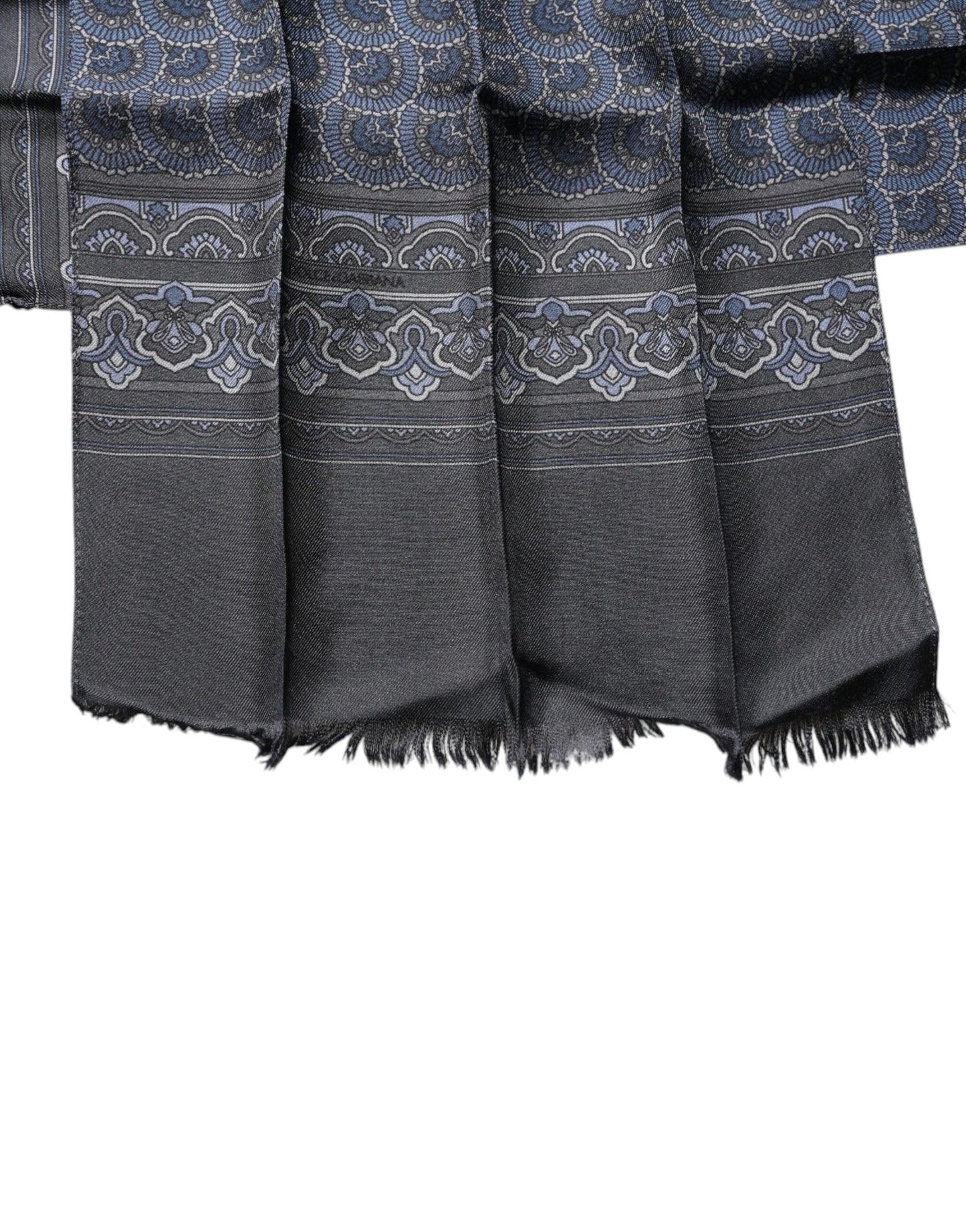 Dolce & Gabbana Dark Blue Fantasy Silk Neck Wrap Shawl Scarf