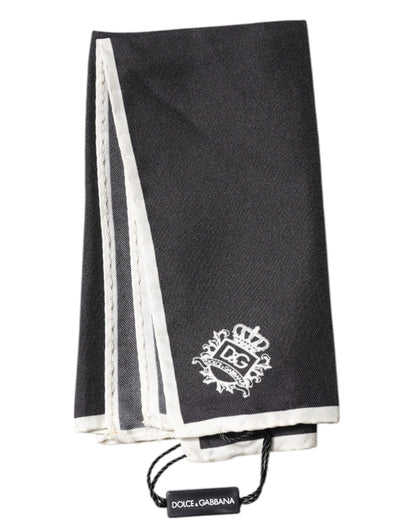 Dolce & Gabbana Black Crown Logo Square Handkerchief Scarf