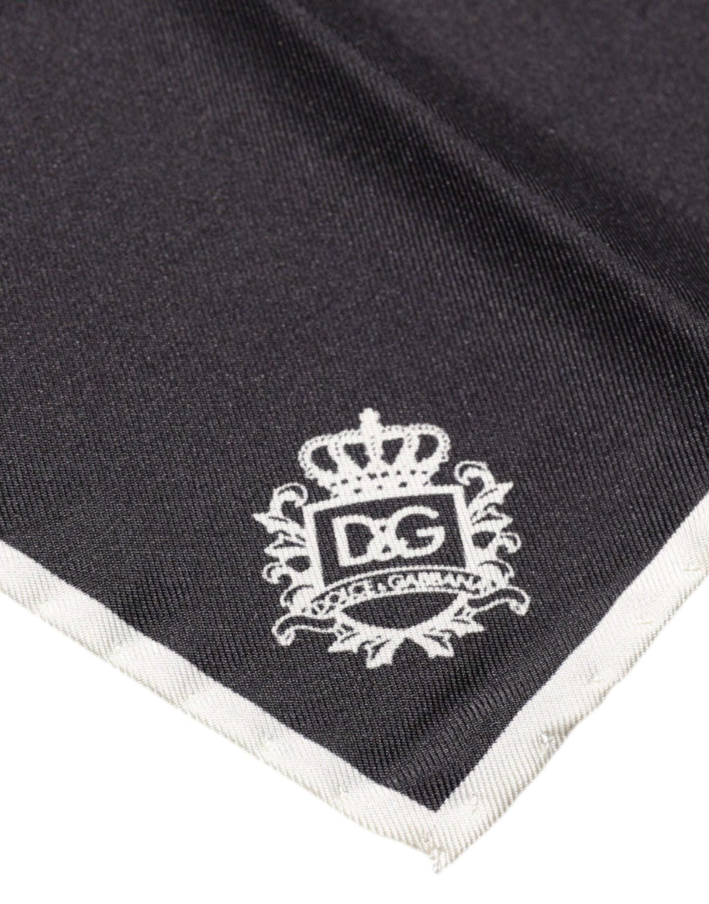 Dolce & Gabbana Black Crown Logo Square Handkerchief Scarf