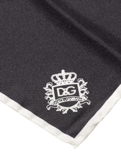 Dolce & Gabbana Black Crown Logo Square Handkerchief Scarf