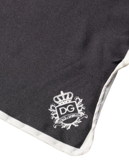 Dolce & Gabbana Black Crown Logo Square Handkerchief Scarf