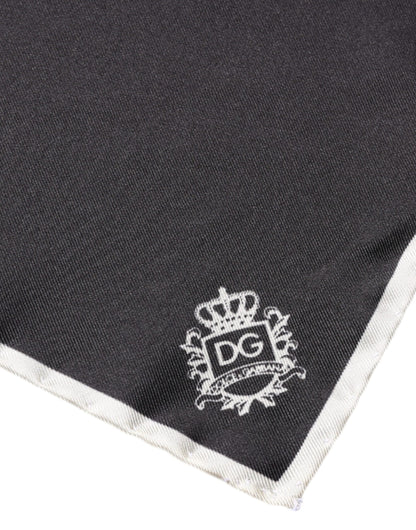 Dolce & Gabbana Black Crown Logo Square Handkerchief Scarf