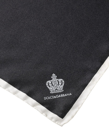 Dolce & Gabbana Black Crown Logo Square Handkerchief Scarf