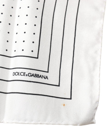 Dolce & Gabbana White Polka Dots Square Handkerchief Scarf