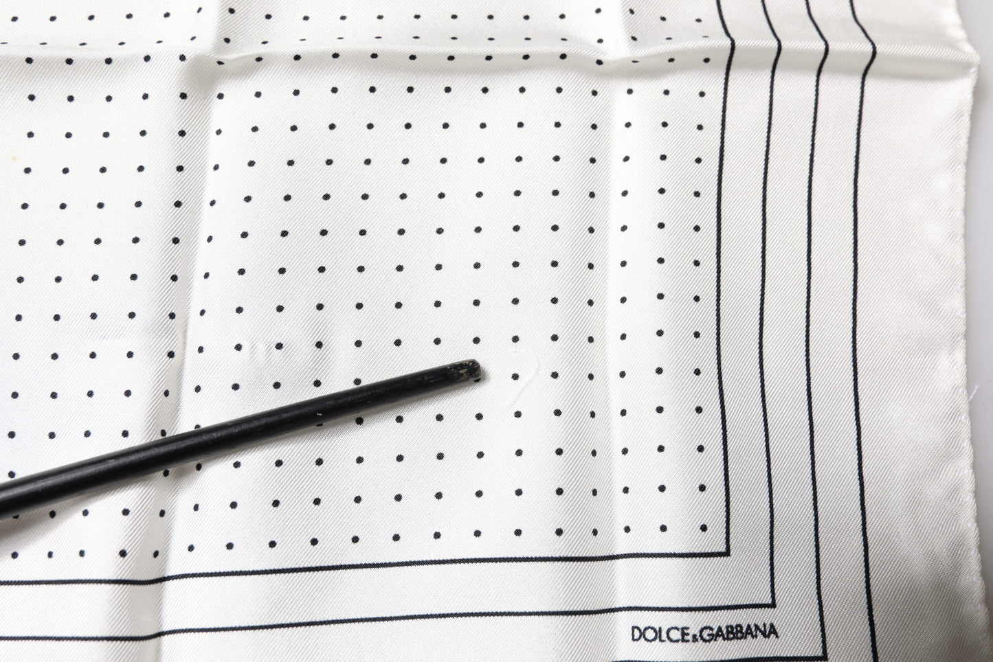 Dolce & Gabbana White Polka Dots Square Handkerchief Scarf
