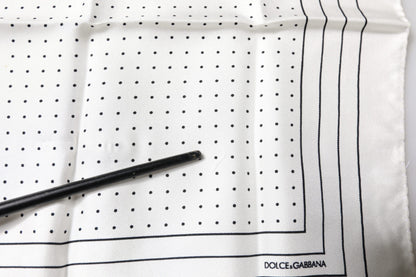 Dolce & Gabbana White Polka Dots Square Handkerchief Scarf