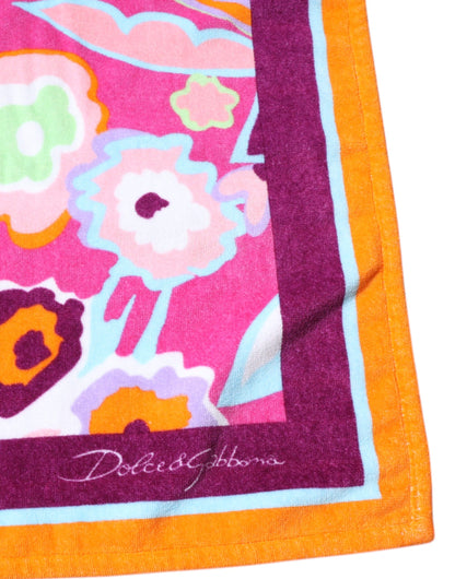Dolce & Gabbana Multicolor Floral Print Cotton Beach Towel