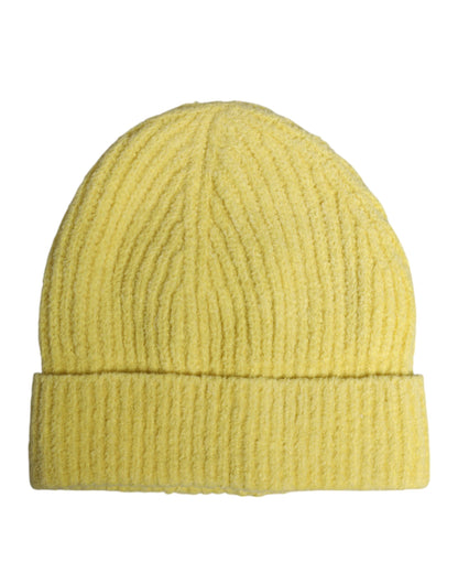 Dolce & Gabbana Yellow Cotton Knitted Winter Beanie Hat