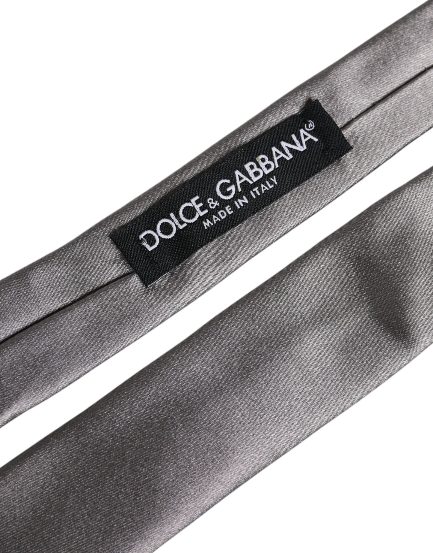 Dolce & Gabbana Metallic Silver Silk Adjustable Necktie Tie