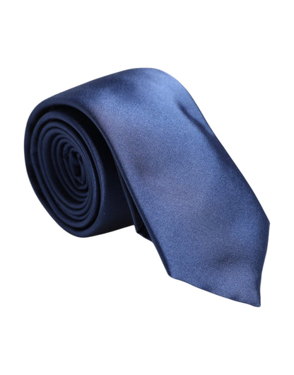 Dolce & Gabbana Blue Solid Silk Adjustable Necktie Tie