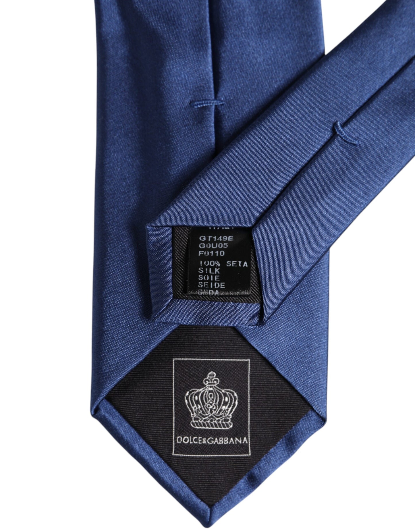 Dolce & Gabbana Blue Solid Silk Adjustable Necktie Tie