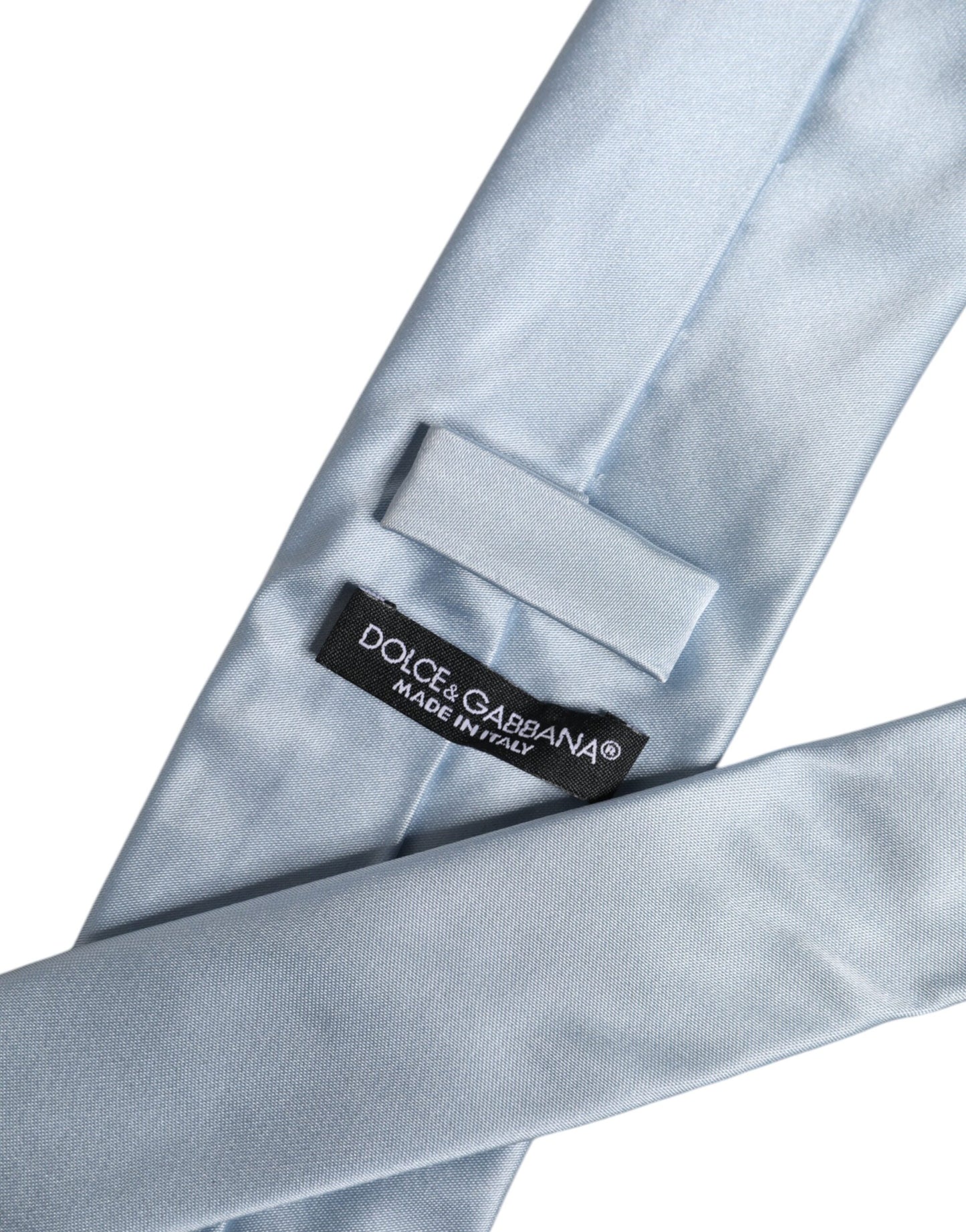 Dolce & Gabbana Light Blue Solid Silk Adjustable Necktie Tie