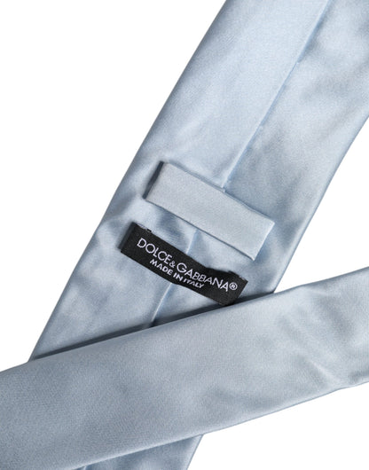 Dolce & Gabbana Light Blue Solid Silk Adjustable Necktie Tie