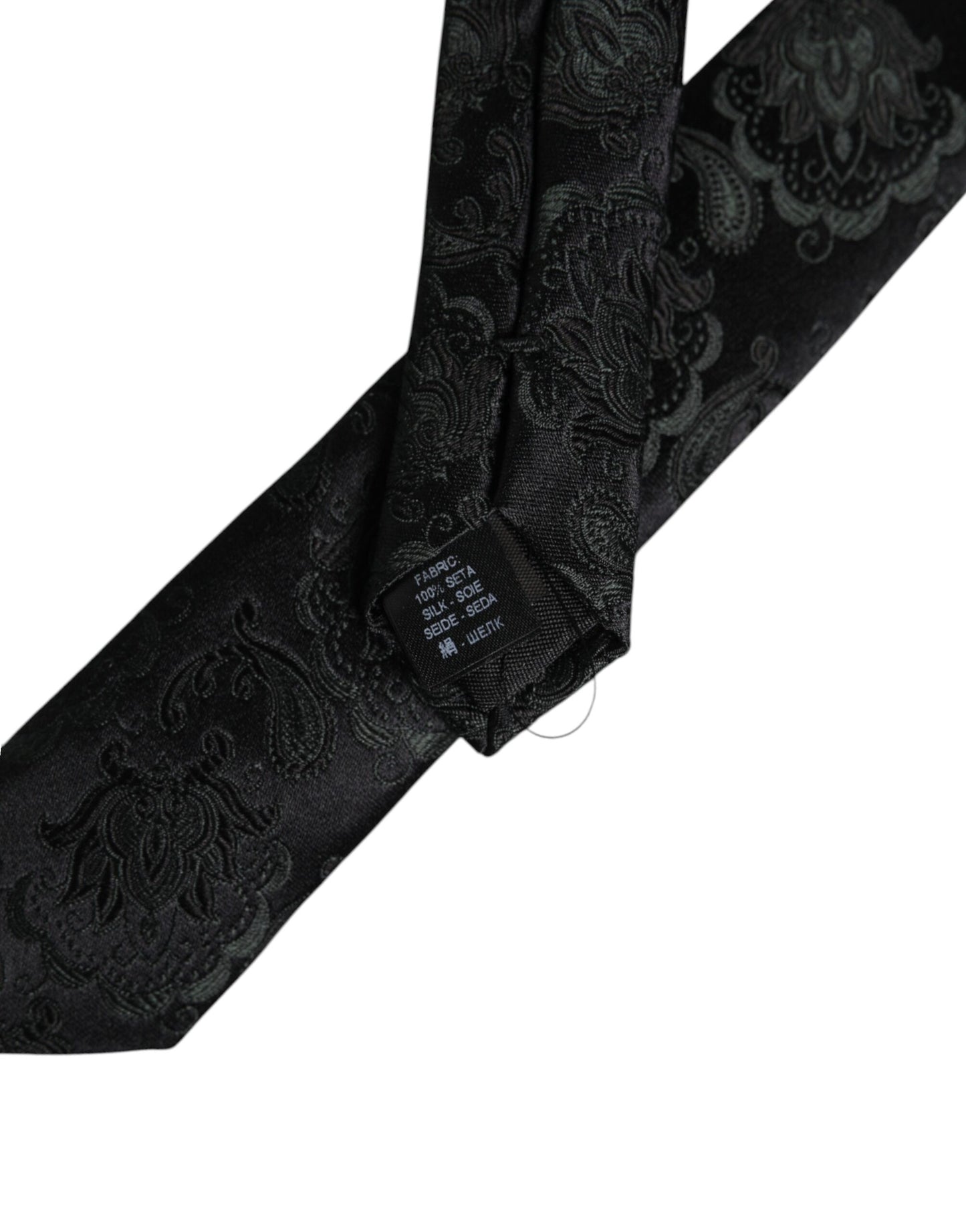 Dolce & Gabbana Dark Green Floral Silk Adjustable Necktie Tie