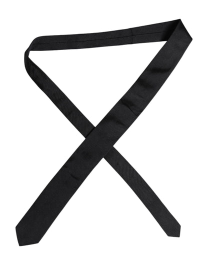 Dolce & Gabbana Black Solid Silk Adjustable Necktie Tie