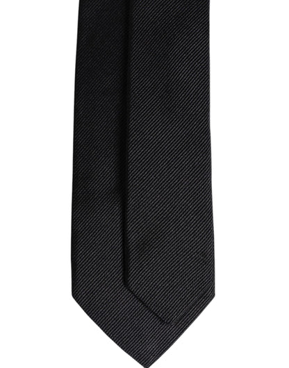 Dolce & Gabbana Black Solid Silk Adjustable Necktie Tie