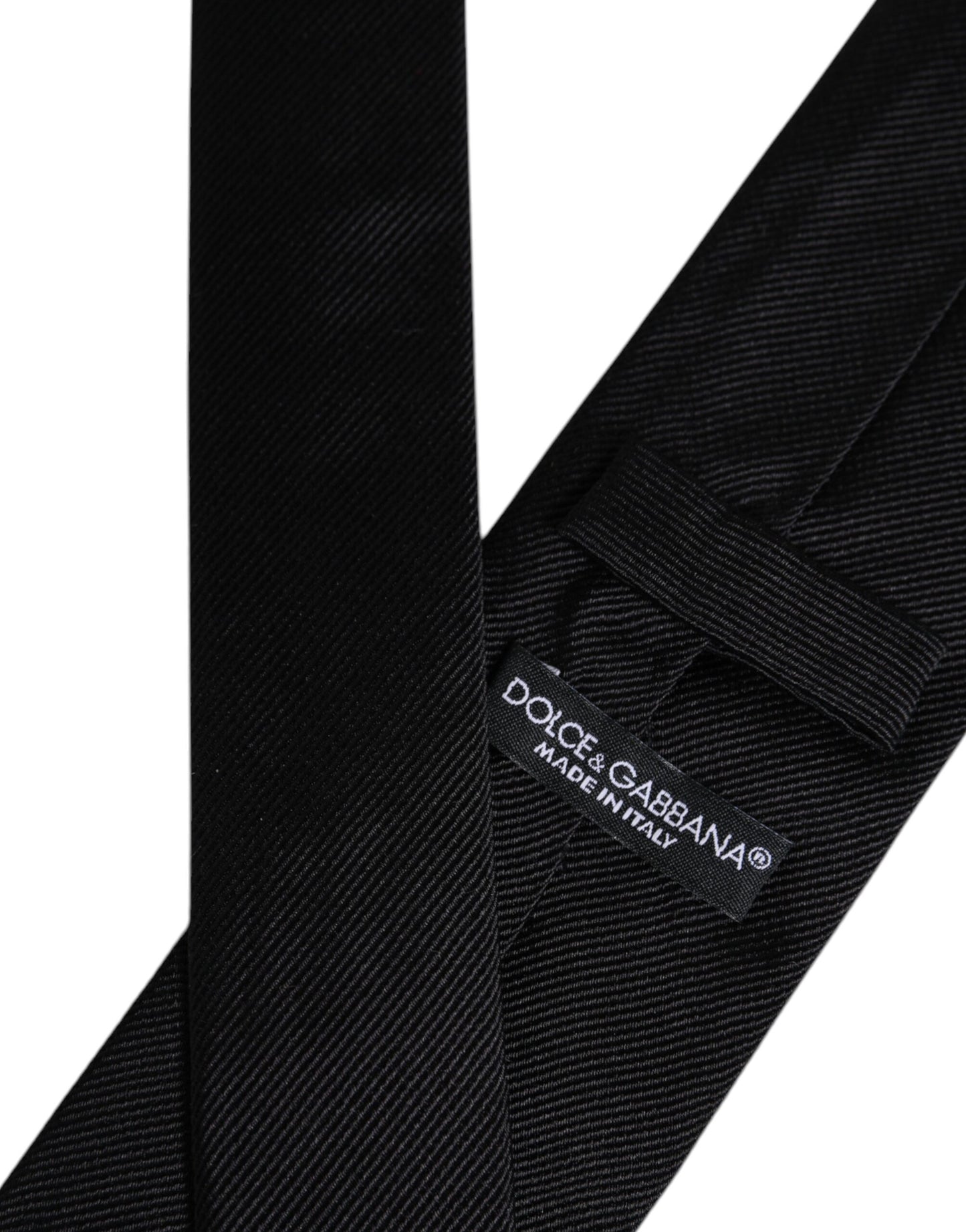 Dolce & Gabbana Black Solid Silk Adjustable Necktie Tie