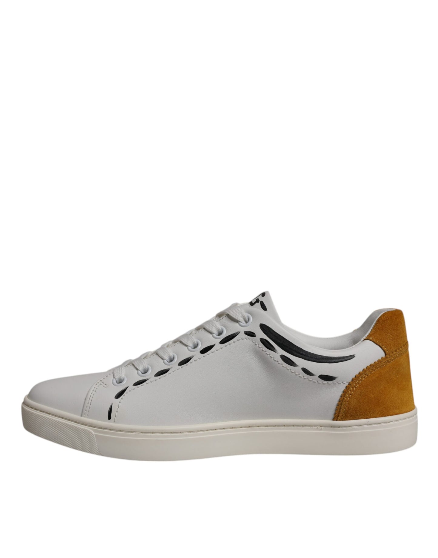 Dolce & Gabbana White Suede Leather Low Top Sneakers Shoes