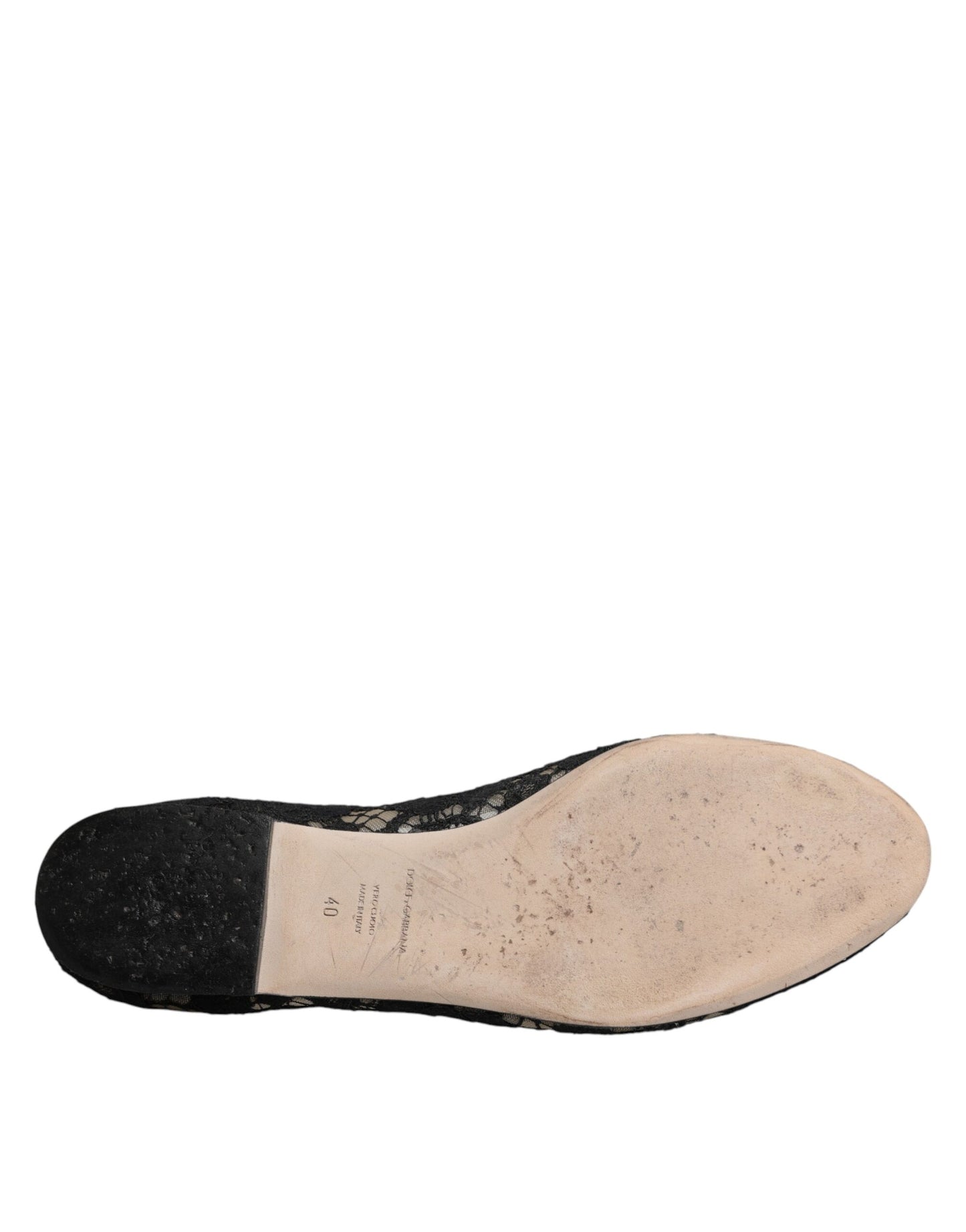 Dolce & Gabbana Black Taormina Lace Slip On Flats Shoes