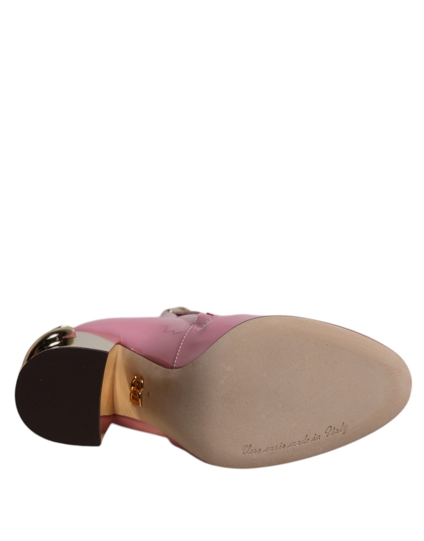 Dolce & Gabbana Pink Patent Leather Heel Mid Calf Boots Shoes