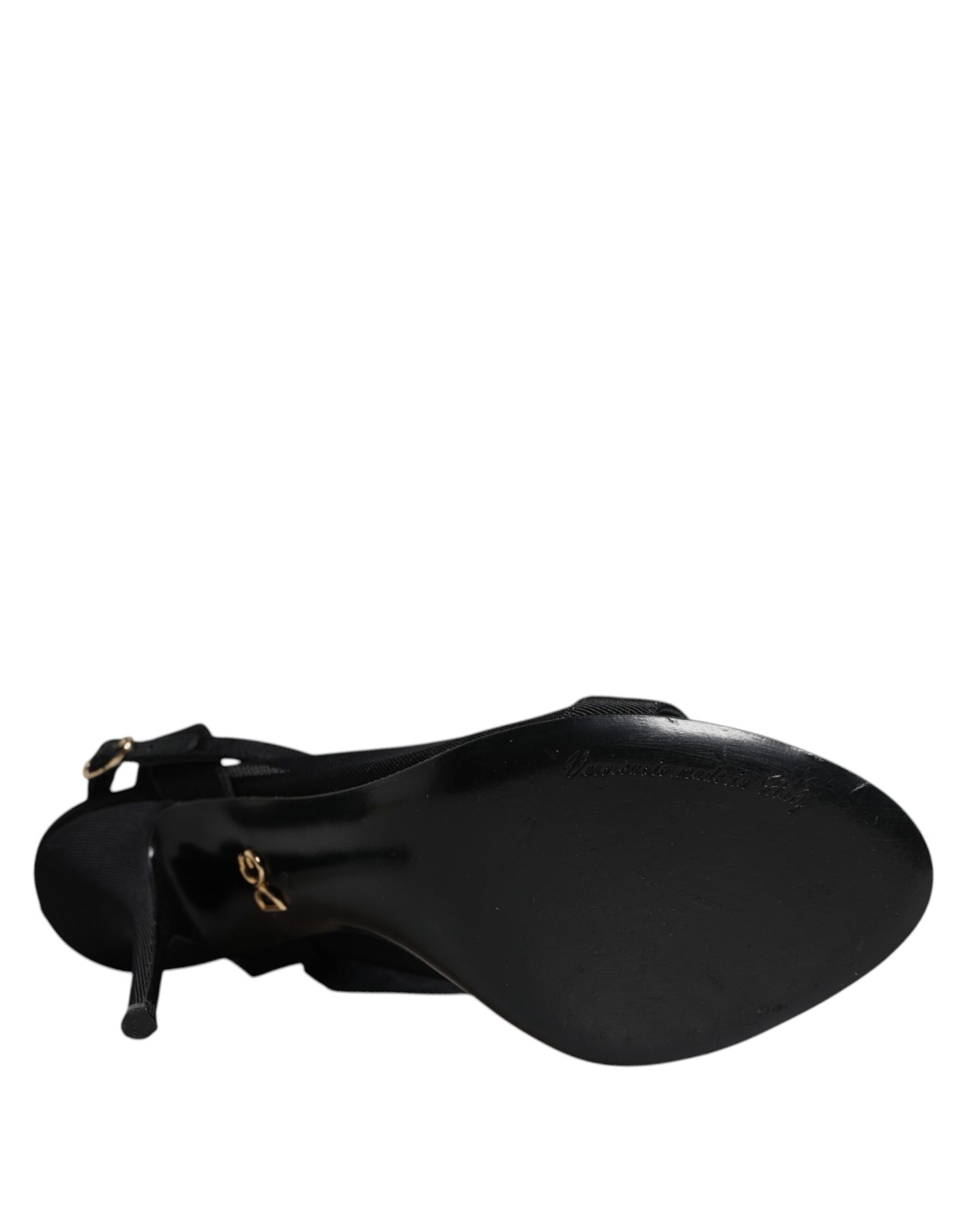 Dolce & Gabbana Black Tulle Stretch Heels Sandals Shoes