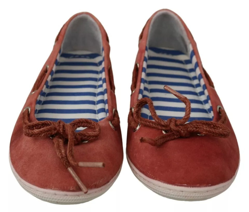 Pantofola D'Oro Coral Suede Lace Bow Loafers Ballet Flat Shoes