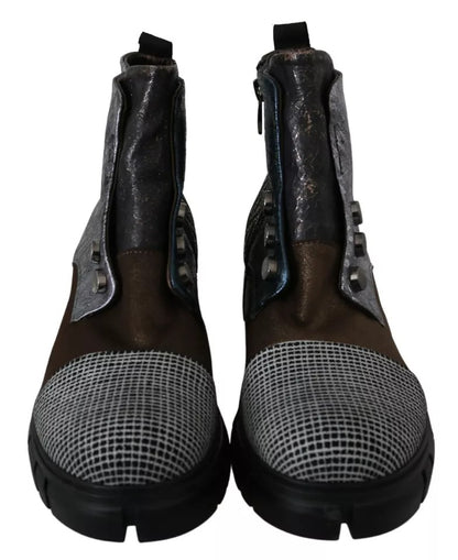 EBARRITO Multicolor Leather Suede Zipper Ankle Boots Shoes