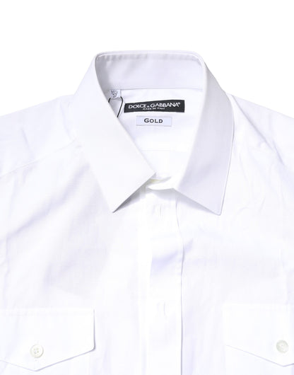 Dolce & Gabbana White GOLD Button Down Casual Men Polo Shirt