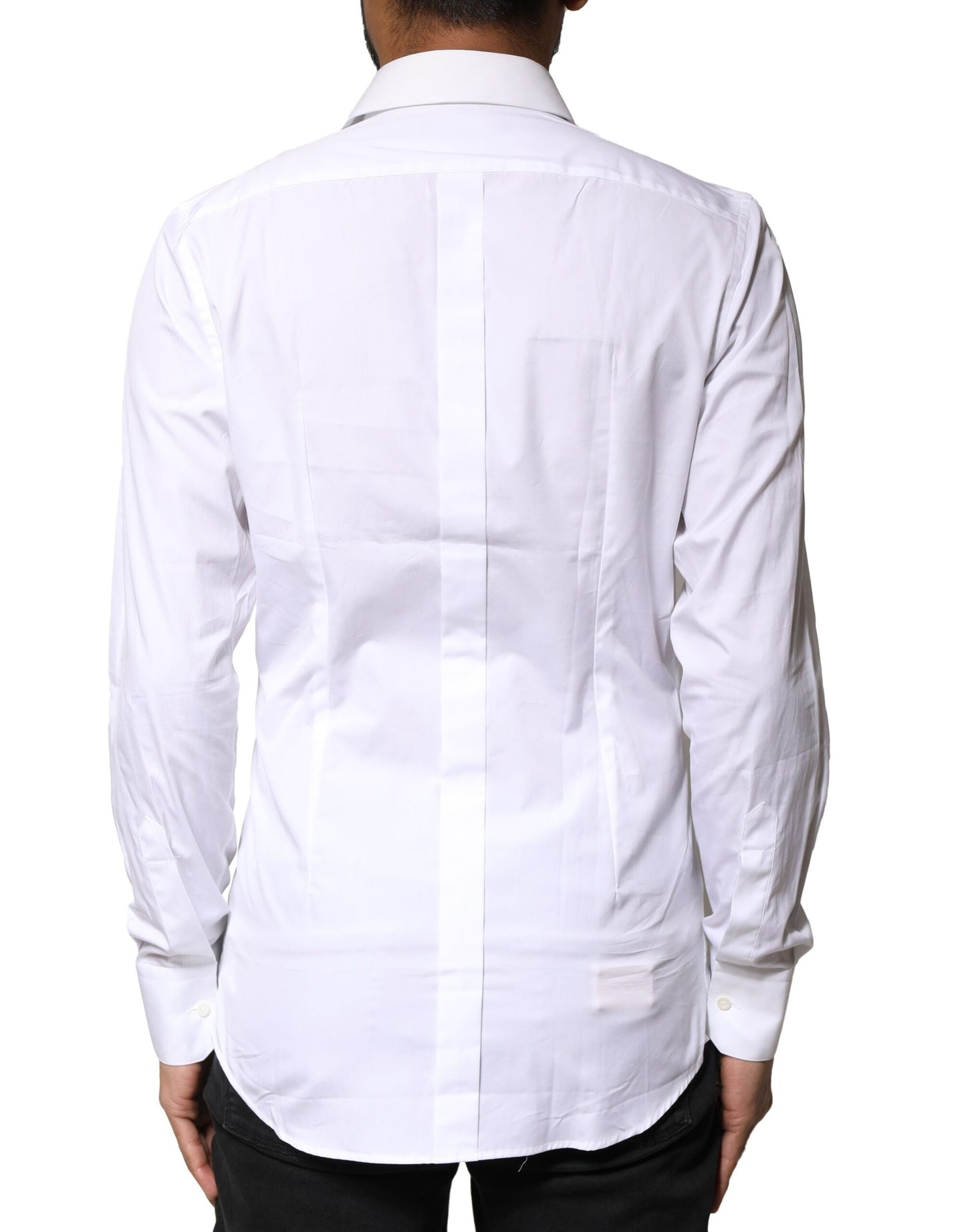 Dolce & Gabbana White GOLD Cotton Long Sleeves Men Dress Shirt