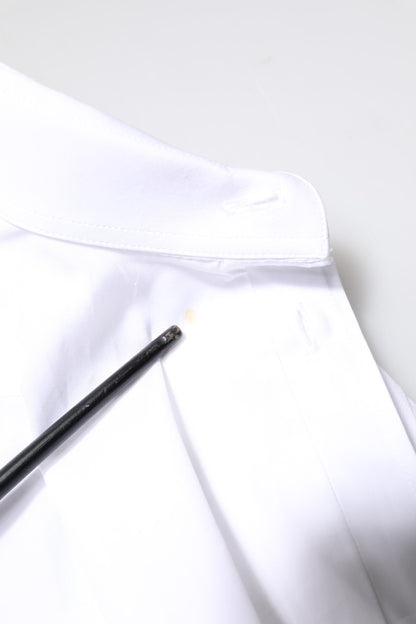 Dolce & Gabbana White GOLD Cotton Long Sleeves Men Dress Shirt