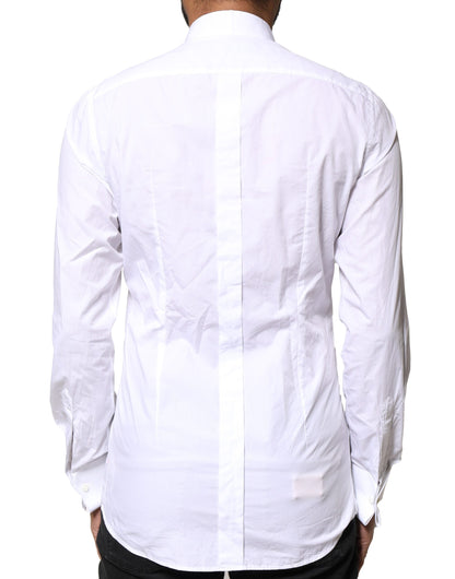 Dolce & Gabbana White GOLD CottonPoplin Bib Formal Dress Shirt