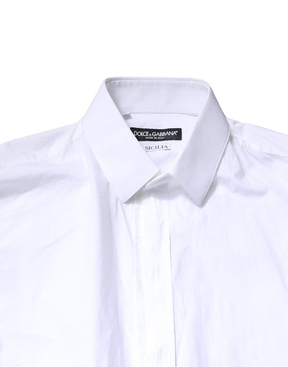 Dolce & Gabbana White SICILIA Cotton Formal Men Dress Shirt