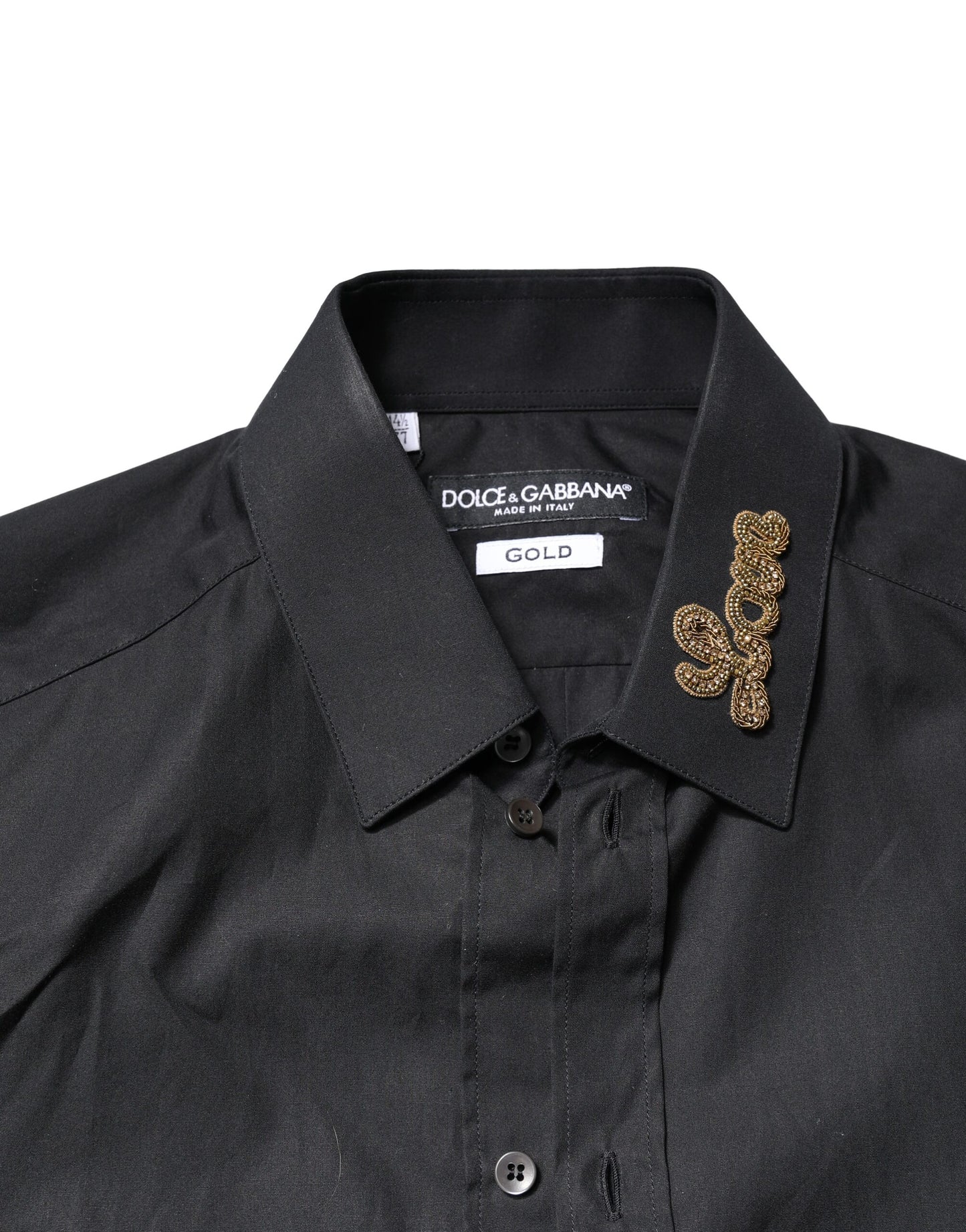Dolce & Gabbana Black Love Embroidery GOLD Formal Dress Shirt