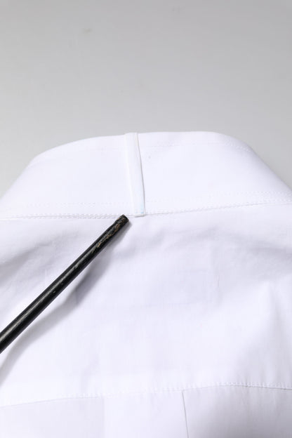 Dolce & Gabbana White GOLD Cotton Poplin Bib Formal Men Dress Shirt