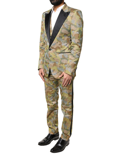 Dolce & Gabbana Multicolor Camouflage SICILIA 3 Piece Suit