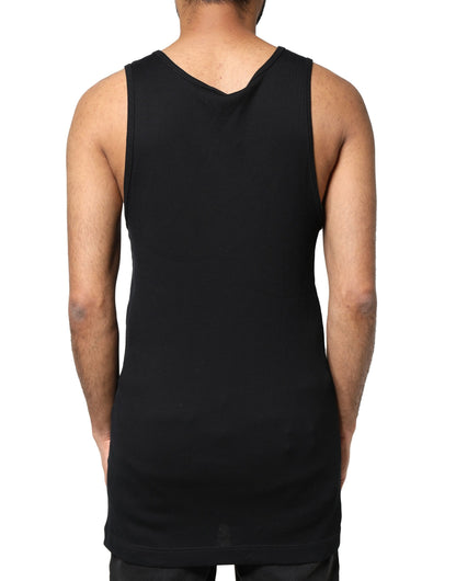 Dolce & Gabbana Black Cotton Rip Style Sleeveless Men Tank T-shirt