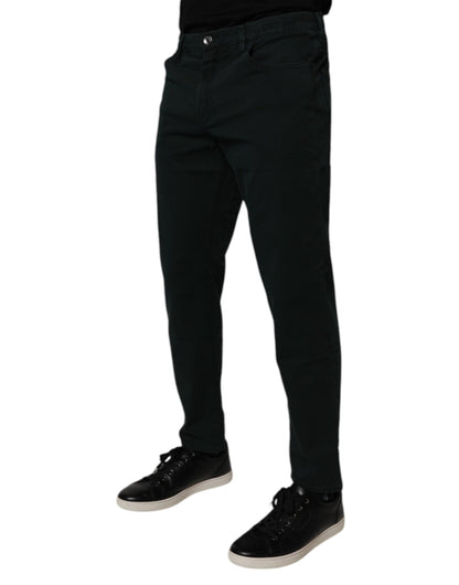 Dolce & Gabbana Dark Green Cotton Loose Men Denim Jeans