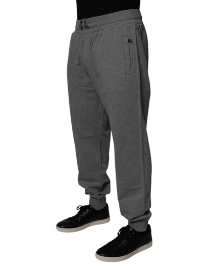 Dolce & Gabbana Gray Logo Cotton Jogger Men Sweatpants Pants