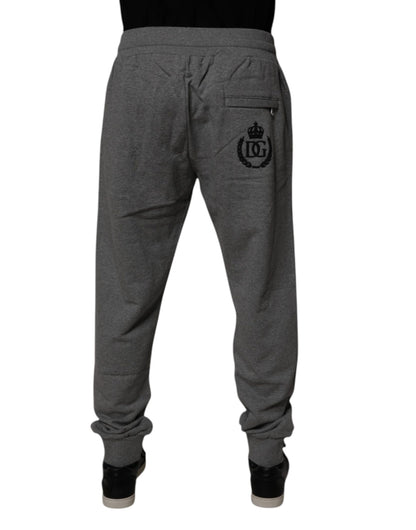Dolce & Gabbana Gray Logo Cotton Jogger Men Sweatpants Pants